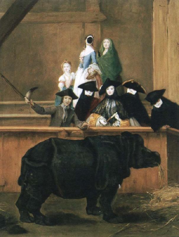 Pietro Longhi exhibition of a rhinoceros at venice Germany oil painting art